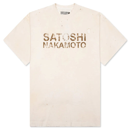 Satoshi Nakamoto Logo Dirt Tee White