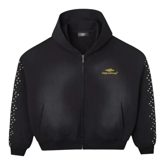 HMDD Crystal Zip Up Hoodie Black