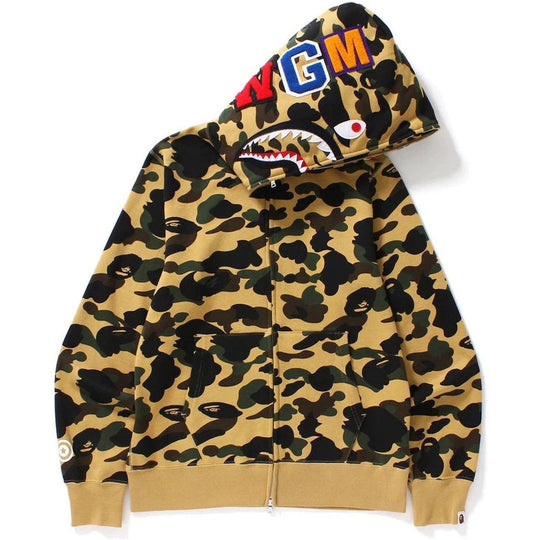 BAPE 1st Camo Shark Full Zip Hoodie Yellow
