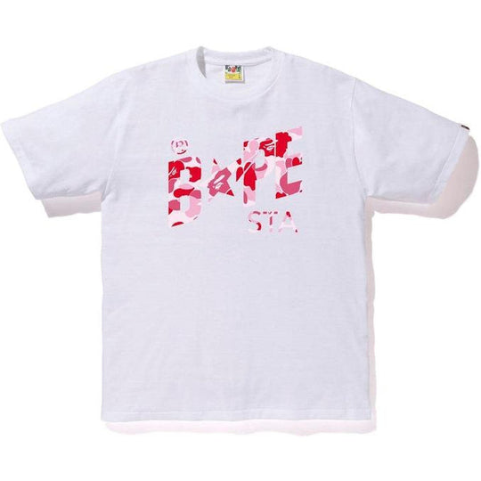 BAPE ABC Camo Bape Sta Logo Tee White Pink