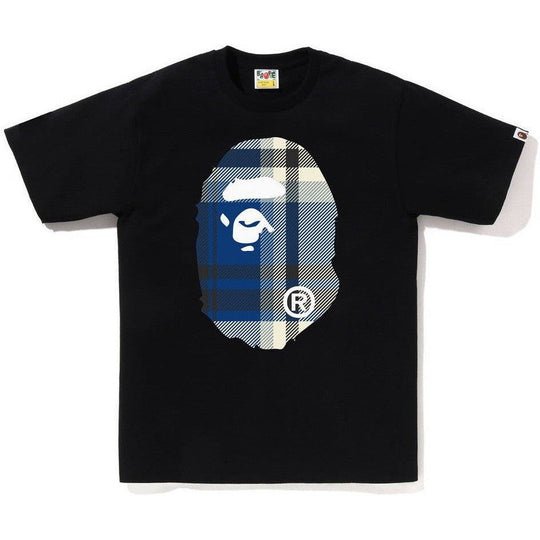 BAPE Check College Big Ape Head Tee Black