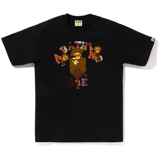 BAPE Check College Milo Tee Black