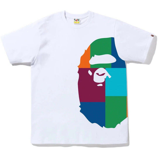 BAPE Color Block Side Big Ape Head Tee White Multi