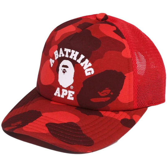 BAPE Color Camo College Mesh Cap Red