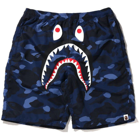 BAPE Color Camo Shark Beach Shorts (SS22) Navy