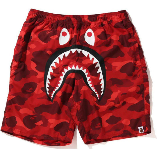 BAPE Color Camo Shark Beach Shorts (SS22) Red
