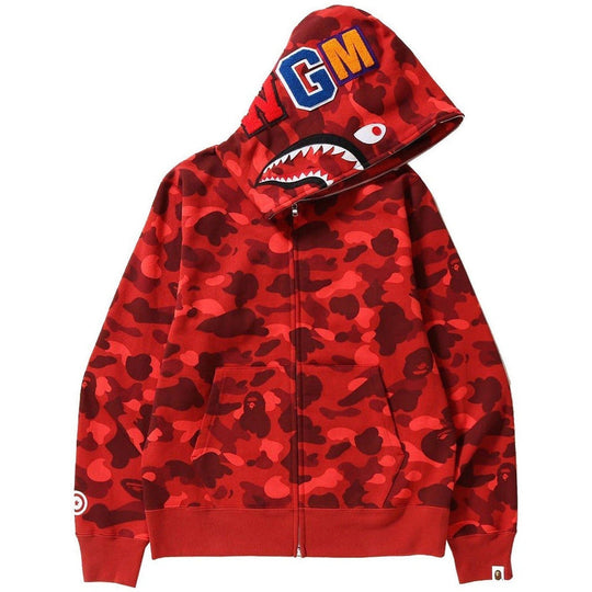 BAPE Color Camo Shark Full Zip Hoodie (SS23) Red