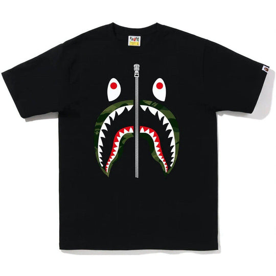 BAPE Color Camo Silver Zip Shark Tee (SS23) Black Green