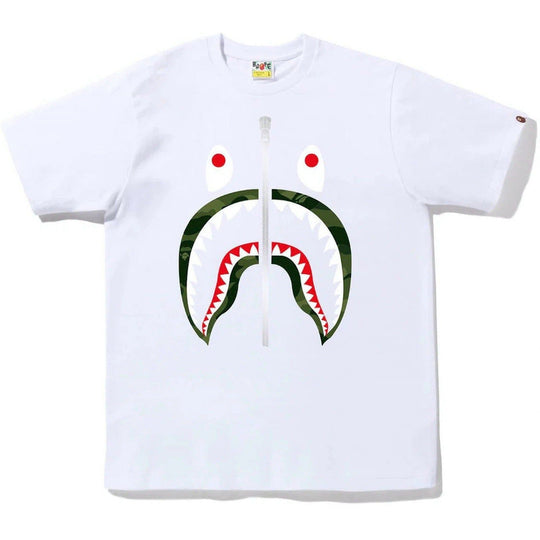 BAPE Color Camo Silver Zip Shark Tee (SS23) White Green
