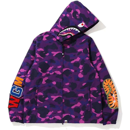 BAPE Color Camo WGM Shark Hoodie Jacket Purple