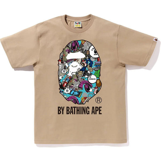 BAPE Comic Art Ape Head Tee Beige