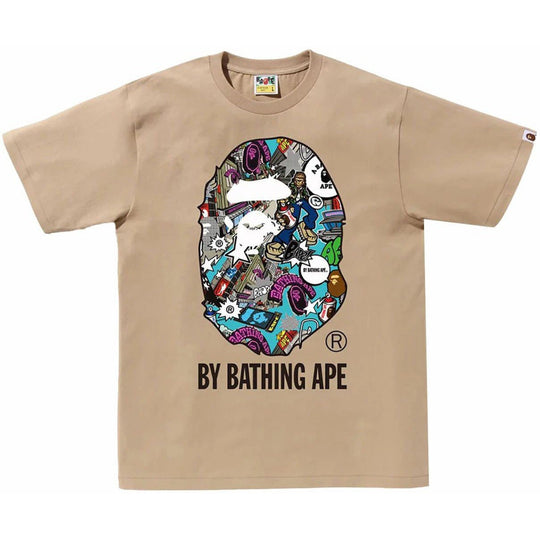 BAPE Comic Art Ape Head Tee Beige