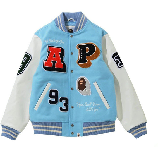 BAPE Crazy Patch Varsity Jacket Sax