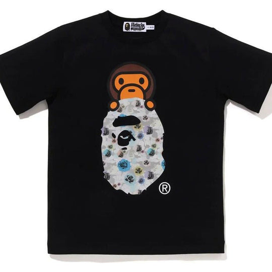 BAPE Floral Camo Milo On Ape Head Tee Black