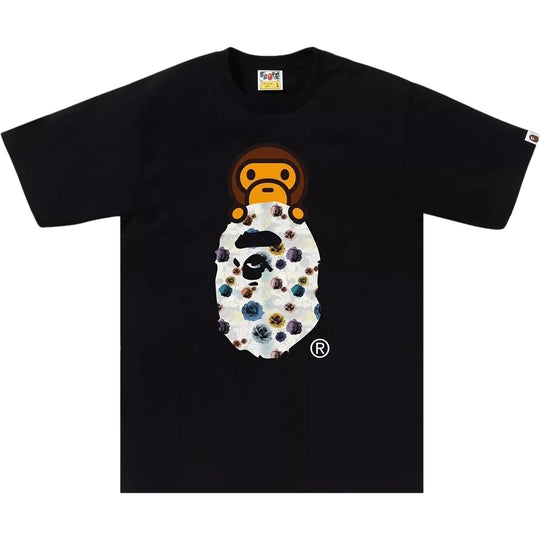 BAPE Floral Camo Milo On Ape Head Tee Black