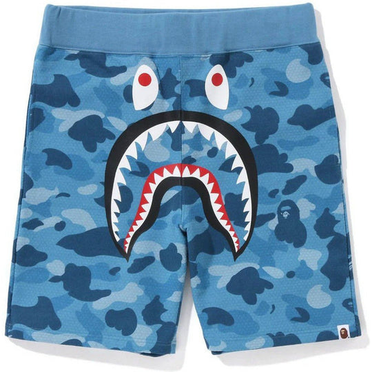 BAPE Honeycomb Camo Shark Sweat Shorts Blue