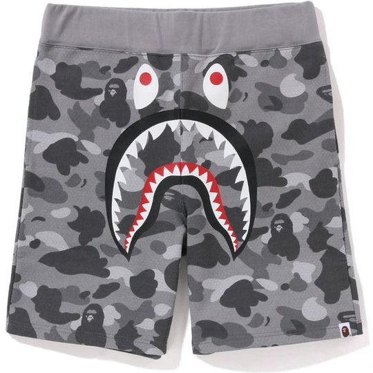 BAPE Honeycomb Camo Shark Sweat Shorts Grey