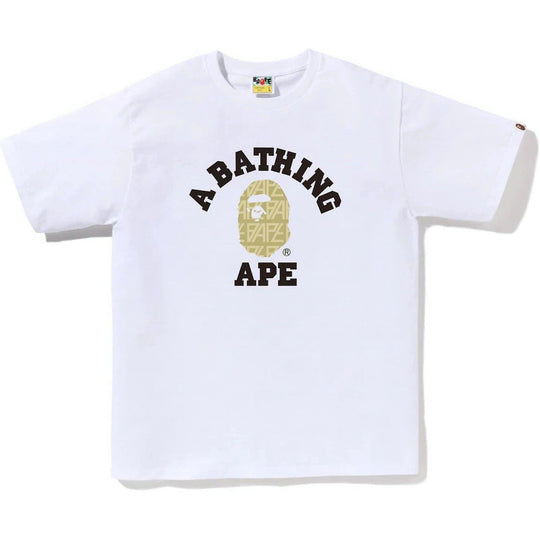BAPE Logo Monogram College Tee White Beige