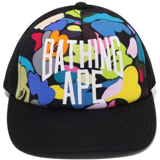BAPE Multi-Camo NYC Logo Mesh Cap Black