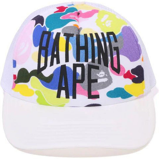 BAPE Multi-Camo NYC Logo Mesh Cap White