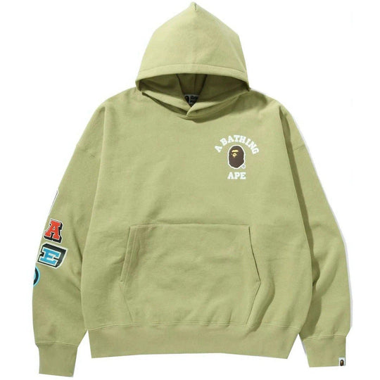 BAPE Multi Fonts Loose Fit Pullover Hoodie Beige