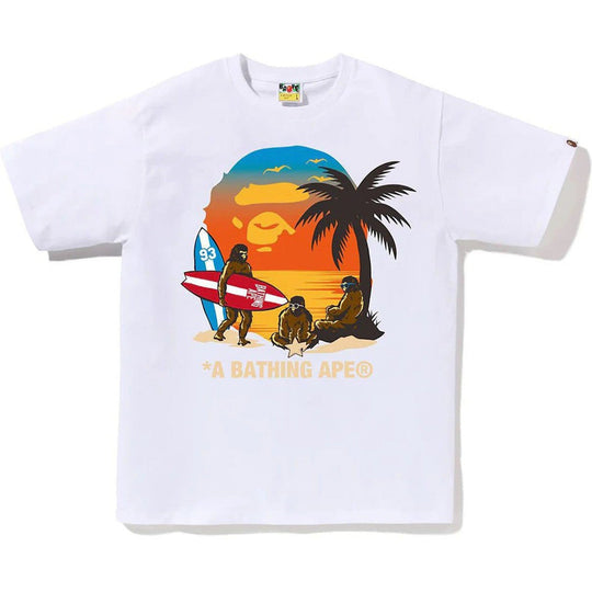 BAPE Sunset Beach Ape Head Tee White