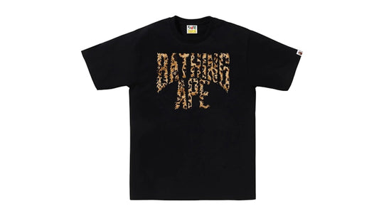 BAPE Wild Leopard Pattern NYC Logo Tee Black/Beige