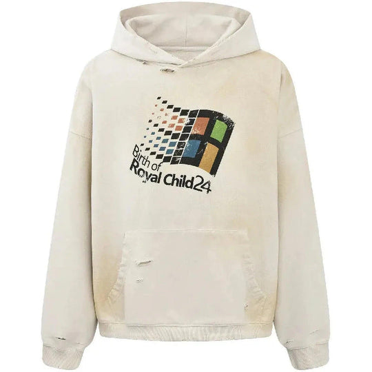 Birth Of A Royal Child Windows 24 Retro Distressed Hoodie