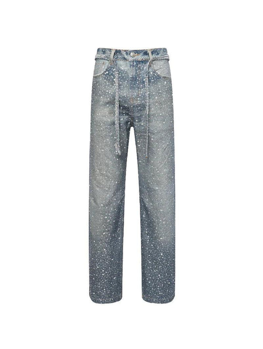 Birth of Royal Child 3D Printed Washed Swarovski Diamond Jean Light Wash