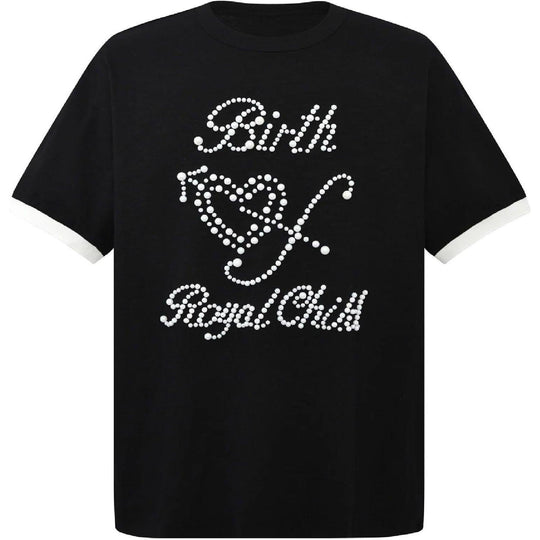Birth of Royal Child Pearl Patchwork T-Shirt Black