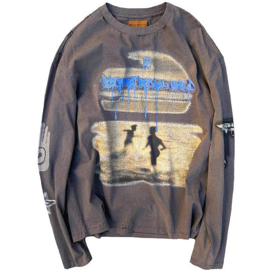 Birth of Royal Child Sunset Printed L/S Tee Grey