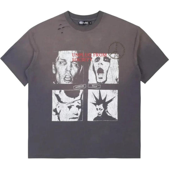 Boredom Kills Scream Studded Tee Vintage Black