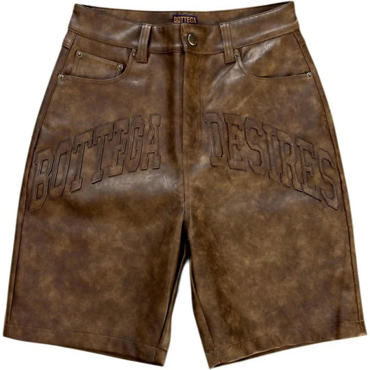 Bottega Desires Leather Shorts Brown