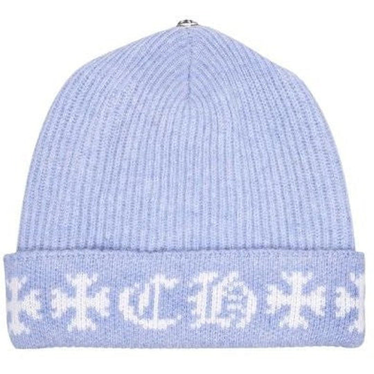 Chrome Hearts Big Daddy Cashmere Beanie Light Blue/White