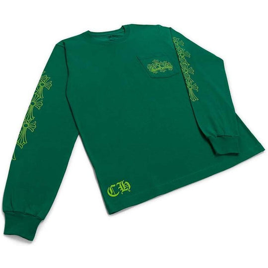 Chrome Hearts Cemetery Cross Long Sleeve Kelly Green/Glo Green