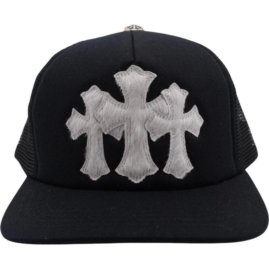 Chrome Hearts Cemetery Cross Patch Trucker Hat Pony Hair