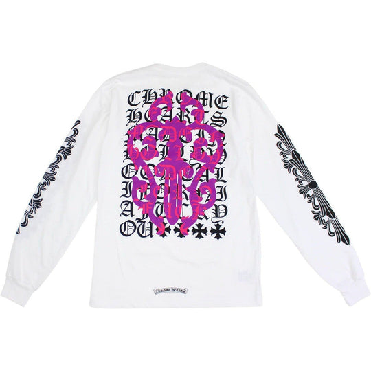 Chrome Hearts Eye Chart Dagger Longsleeve T-shirt White/Pink