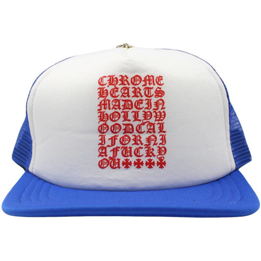 Chrome Hearts Eyechart Trucker Hat Blue/White/Red