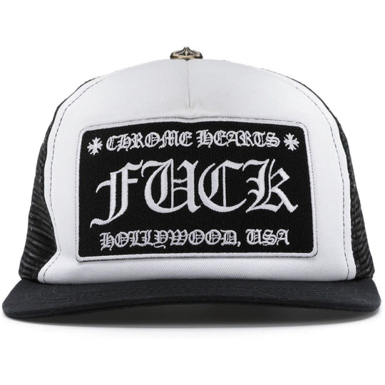 Chrome Hearts F*** Hollywood Trucker Hat Black/White