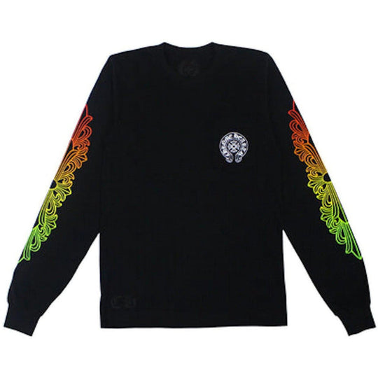 Chrome Hearts Floral Sleeve Gradient L/S T-shirt Black
