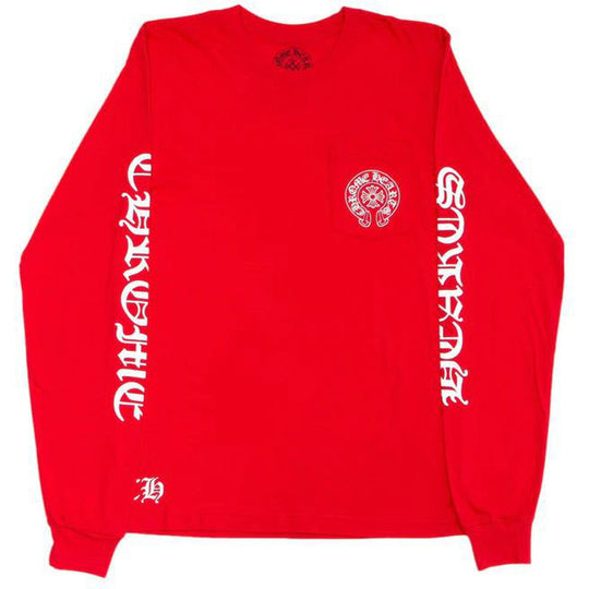 Chrome Hearts Horseshoe Long Sleeve Tee Shirt Red