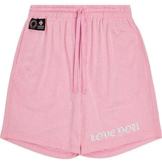 Chrome Hearts I Love You Mesh Varsity Shorts Pink