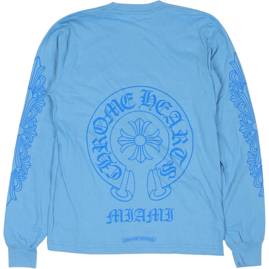 Chrome Hearts Miami Horseshoe Logo L/S T-Shirt Blue