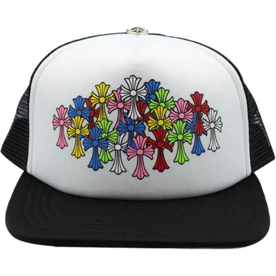 Chrome Hearts Multi Color Crosses Trucker Hat Black/White