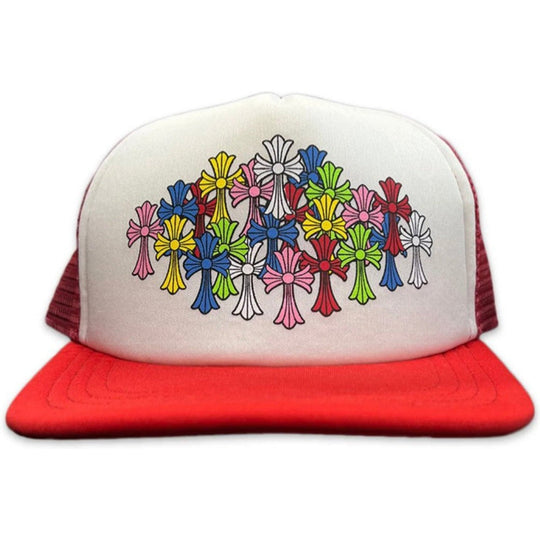 Chrome Hearts Multi Color Crosses Trucker Hat Red/White