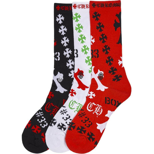 Chrome Hearts Stencil Socks 3-Pack