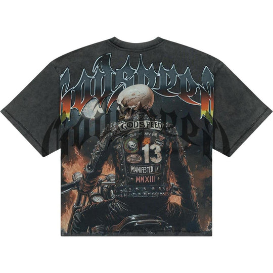 Godspeed Biker Nation T-Shirt Grey Wash