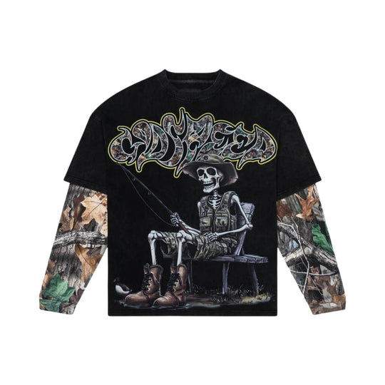 Godspeed Gone Fishing Layered T-Shirt Black Wash