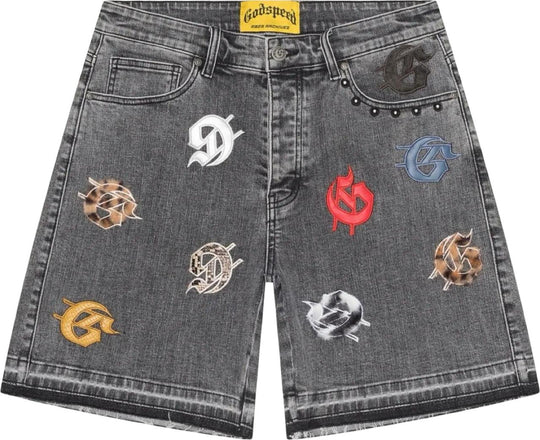 Godspeed Infinity Denim Shorts Grey Multi-Color