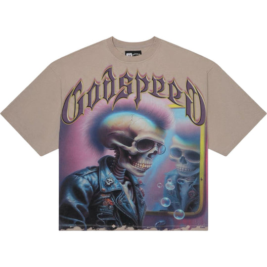 Godspeed Man In The Mirror T-Shirt Stone Grey